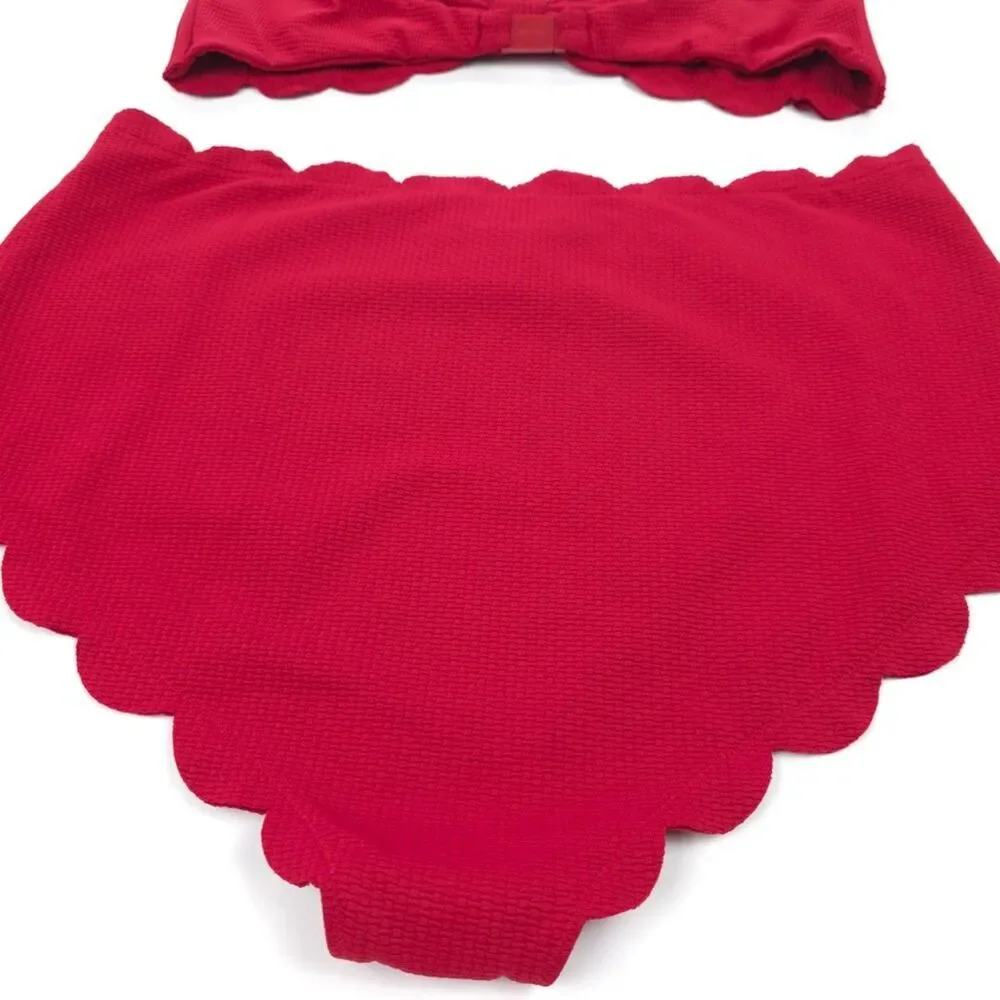 NEW Marysia Antibes Bikini Top Santa Monica Bottom Set Red Coquette Vintage Boho